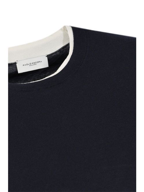 T-shirt in maglia di cotone Blu Paolo Pecora | A011 F1006685